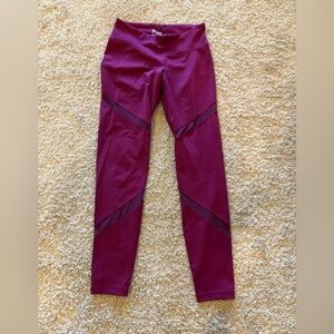 Burgundy Leggings with Mesh Detail